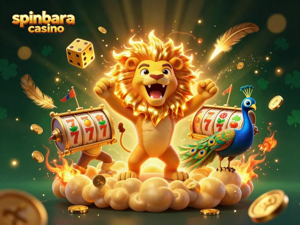 Spinbara casino showcases vibrant elements of excitement with 3D characters and dynamic game visuals.