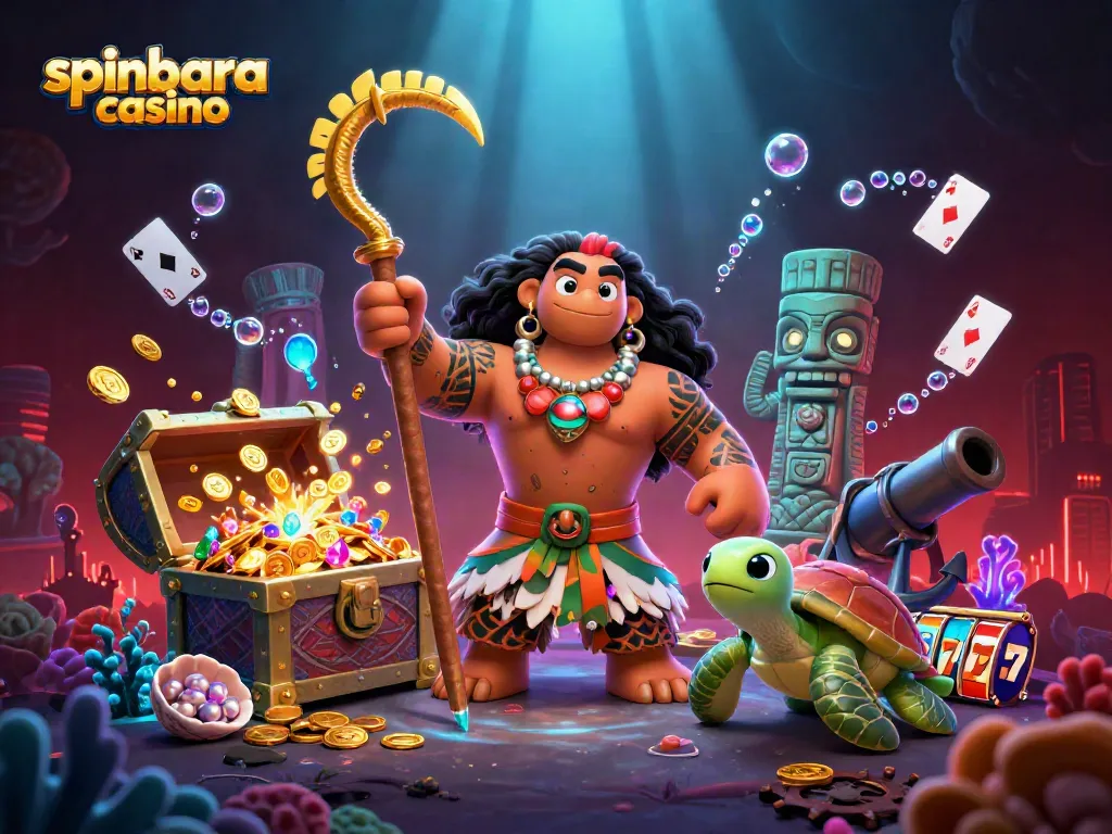 Explore the exciting games of spinbara casino with our dynamic 3D illustration of vibrant scenes.